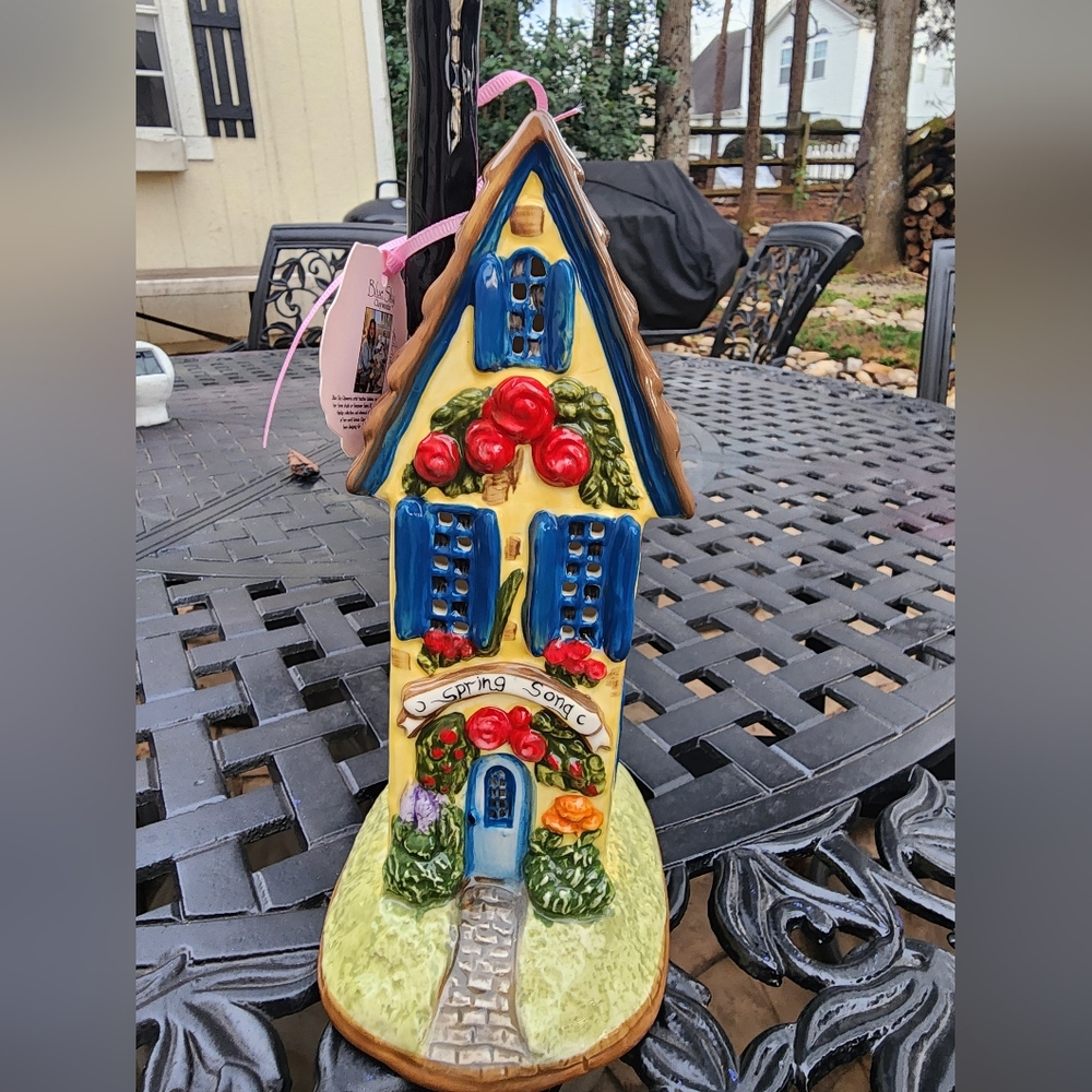 Charming Ceramic House by Blue Sky Tea light.